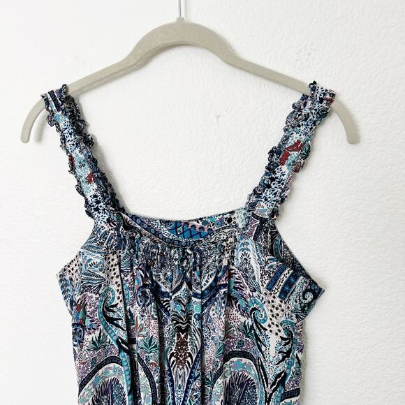[Catherine Malandrino] Square Neck Ruffle Strap Paisley Print Tank Sz Medium M - Picture 7 of 10
